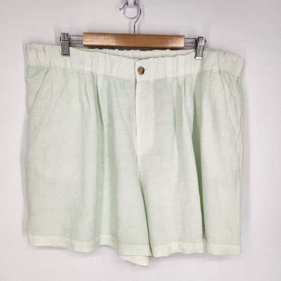 Madewell Pants - New Madewell Womens Linen-Blend Pull-On Pleated Shorts Mint Green Size XXL